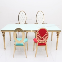 Table de salle à manger moderne de luxe en acier inoxydable pour hôtel, salon, appartement, hôpital - Durable et empilable