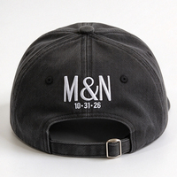 Topi Dad Hat 6 Panel Hitam dengan Bordir 3D dan Cetak Puff Putih, Snapback yang Dapat Disesuaikan - Gaya Eropa & Amerika