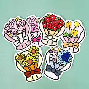 Kustom 4-warna bunga lucu cinta Offset dicetak 'selamat Hari Ibu 'Terima Kasih Kartu Ucapan Hari Guru