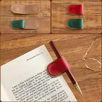 Marque-page magnétique en cuir PU avec boucle pour stylo, marque-page en cuir PU, porte-stylo, clip pour carnet, lecture, bureau