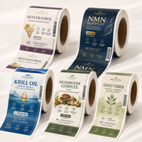 Étiquette autocollante en rouleau pour compléments nutritionnels ECO, adhésif imperméable pour produits de bien-être et de fitness