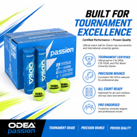 Balle de tennis ODEA Odil Tennis Passion certifiée ITF, durable, haute élasticité, résistante aux chocs, pression d'air 90 mm 40 g