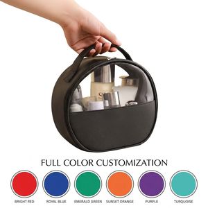 Sac de voyage de luxe portable pour maquillage et cosmétiques, grande capacité, avec fermeture éclair transparente en PVC durable, poignée souple et logo personnalisé - Product Image 6