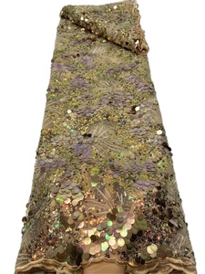 Tela de encaje con lentejuelas grandes, bordado 3D de lujo, malla francesa con cuentas, gasa suiza, encaje de secuencia para vestido de fiesta - Product Image 3