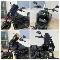 Pare-brise Pazoma PC pour moto avec pare-brise de 15''/11'' pour HD Softail Fat Bob 2018+ - Fumé/Transparent/Marron, Rénovation/Mise à niveau