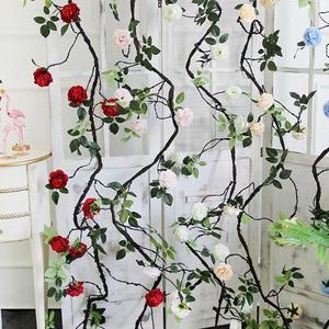 Planta Artificial Económica, Enredadera de Rosa de la Selva, Decoración de Pared de Alta Gama, Flores Artificiales de Plástico, Ramo de Ratán Navideño - Product Image 4