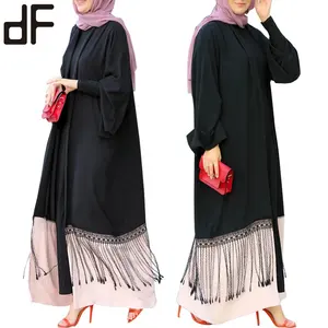 OEM Guangzhou Islamische Kleidung Pink Lacey New Abaya Designs Front Open Dubai Abaya Damen Strickjacke Kaftan Kleider für Frauen