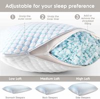 Oreillers en gel rafraîchissant ajustables pour les personnes ayant chaud la nuit, oreiller rafraîchissant et de soutien pour les dormeurs sur le côté et sur le dos, oreillers de luxe en mousse à mémoire de forme déchiquetée