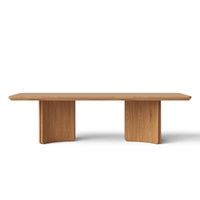 Table à manger moderne en bois FERLY, pieds incurvés, rectangulaire, pour intérieur