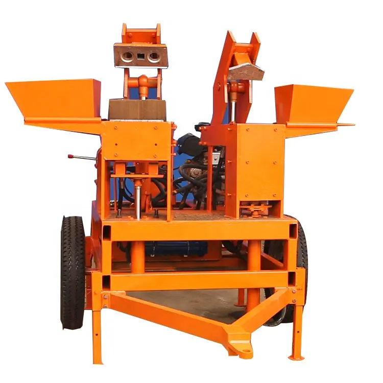 Small diesel engine mobile clay cement brick block making machine