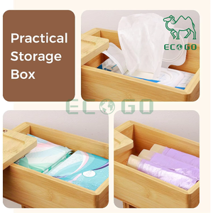 Soporte de papel higiénico 4 en 1 con caja de estante de almacenamiento, rollo de papel higiénico independiente de Bambú - Product Image 5