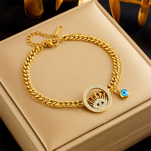 European American Style Heart Butterfly Charm Bracelet Gold Tone Titanium Steel Jewelry Gift for Women - Product Image 2