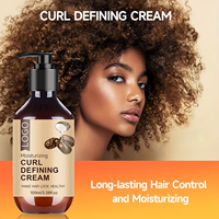 Crème hydratante sans rinçage à l'huile de ricin pour définir les boucles, anti-frisottis, brillance et coiffage pour cheveux secs et bouclés, tous types de boucles