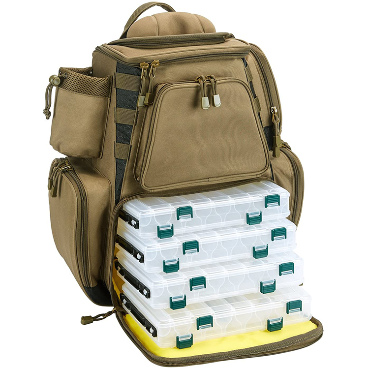 Большой водонепроницаемый рюкзак для удочки с 4 лотками, сумка для хранения снастей с защитным дождевиком и 4 коробками для снастей