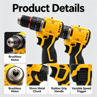 Perceuse à percussion sans fil 16,8 V sans balais, couple élevé 40 Nm, marteau perforateur électrique, mandrin auto-serrant 10 mm, outil électrique à batterie lithium OEM