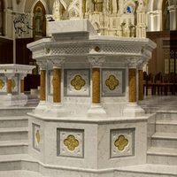 BLVE Personnalisé Moderne Style Européen Religieux Pierre Pape Discours Podium Marbre Église Chaire Autel