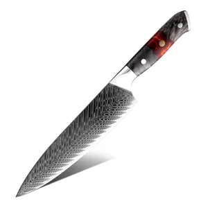 格兰夏普批发8英寸专业大马士革厨师刀AUS10日本厨房屠刀切肉刀烹饪刀