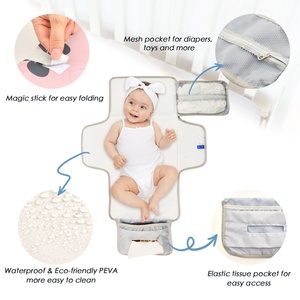 Nuevo Tapete Impermeable para Cambiar Pañales con Lazos Rosas Personalizados, Bolsa Portátil Plegable para Cambiar Pañales para Viajes - Product Image 2