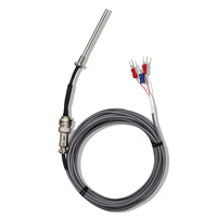Sensor Suhu Tahan Air PT100 Platinum Resistance Temperature Sensor (RTS) Tipe K, Terpasang di Flens, Berpegas, Bahan Stainless Steel