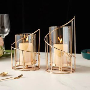 Factory-Wholesale Polished China Restaurant-Style Rose Metal Candle Holders Trendy Online Living Room Bedroom <b>Bedside</b> Decor - Product Image 1