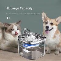Fontaine à eau automatique pour animaux de compagnie 2L, en acier inoxydable, réservoir transparent en PC, filtration multiple, eau silencieuse pour chat, distributeur d'eau pour animaux de compagnie