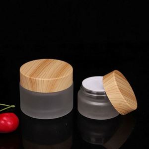 Environmental Bamboo Lid Frosted Cosmetic Glass Jars with Screw Cap for Skin Care Cream Lotion <b>Eye</b> Cream & Face <b>Mask</b> - Product Image 2