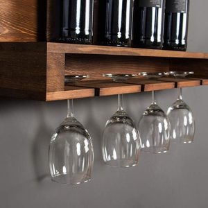 Étagère murale contemporaine pour <span class=keywords><strong>bouteilles</strong></span> de whisky et de vin, présentoir décoratif mural pour whisky, étagère à vin en bois - Product Image 5