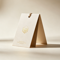 Étiquette personnalisée en papier texturé, carte pliante de marque, carte de remerciement, accessoire cadeau pour boutique, carte pour emballage de produits de détail