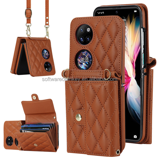 Brand Wallet Card Slot Leather Phone Case Shockproof Magnetic Button Cover for Huawei P50 Pocket