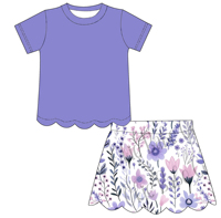 Nouveaux ensembles de vêtements pour petites filles, manches courtes et jupe courte en dentelle, imprimés floraux, mode enfantine d'été, costumes pour l'école