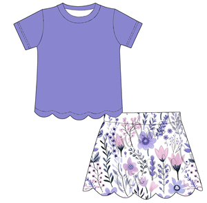 Nuovi Completi Estivi Personalizzati per Bambine con Maniche Corte e Gonna Corta in Pizzo, Set Moda Floreale per la Scuola - Product Image 6