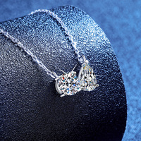 Collier ras de cou en moissanite Toi et Moi, bijoux pour homme et femme, tendance, délicat, rond, taille poire, 2 carats, VVS, pour la Saint-Valentin