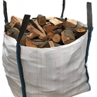 HOGOO Sac Big Bag en polypropylène tissé avec rabat supérieur, en maille tubulaire respirante, avec logo personnalisé, haute qualité, pour emballage de bois de chauffage