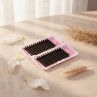 Fadvan OEM ODM Extensions de cils en cheveux synthétiques premium noir mat, longueur naturelle 0.03, en plateau pour cils Easy Fan