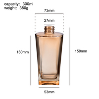 Bouteille en verre transparente vide de qualité supérieure, longue et carrée, avec bouchon à vis, pour diffuseur de roseaux, huile d'aromathérapie, 300 ml, usage domestique