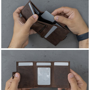 Men's RFID Folding <b>Wallet</b> Small Genuine Leather Automatic Card Ejector Business Card <b>Holder</b> Everyday Use - Product Image 3