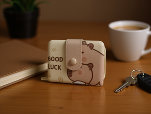 Cartoon Foldable Single Button <b>Wallet</b> <b>Small</b> Size Pu Material Daily Use Unisex - Product Image 2