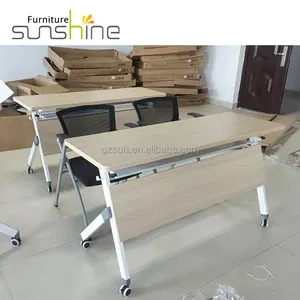 合板ダイニングテーブルは学校で使用できますホイール付き折りたたみ式可動トレーニングテーブル