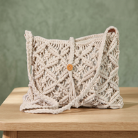 Sac bandoulière en coton macramé fait main de luxe |   Sac à bandoulière en corde tressée style bohème |   Sac à main écologique pour femmes |   OEM personnalisé
