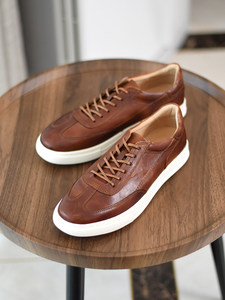 Zapatillas Casuales de Cuero Genuino <span class=keywords><strong>Negro</strong></span> para Hombre, Retro, de Caña Baja, Cómodas para Uso Diario en la Oficina - Product Image 3