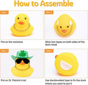 Canards en caoutchouc portables promotionnels en gros pour la Saint-Patrick, décorations, cadeaux de fête, fournitures, trèfles verts porte-bonheur, chapeaux, voitures - Product Image 3