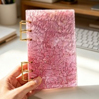 Couverture de classeur en acrylique effet vague d'eau, 6 trous, couleur rose tendance, format A6, pour carnet de budget DIY