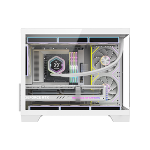 ホワイトゲームケースマイクロ<span class=keywords><strong>ATX</strong></span>コンピュータゲーマーPCシャーシサイドパネル窓ミッドタワーPCケース - Product Image 6