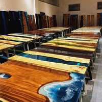 Table Rivière en Résine Époxy Direct Usine, Plateau en Bois Massif, Table Basse Bûche Vague, Table à Manger Créative, Décoration Maison