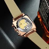 AILANG Moda Yeşil Büyük Kadran Kare Mekanik Saat Erkekler için Deri Kayış Su Geçirmez Tourbillon Saatler Erkek Relogio Masculino