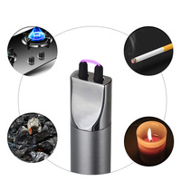 Briquet électrique à arc plasma en métal, cadeau d'affaires, coupe-vent, sans flamme, rechargeable par USB avec double interrupteur de sécurité, logo personnalisable