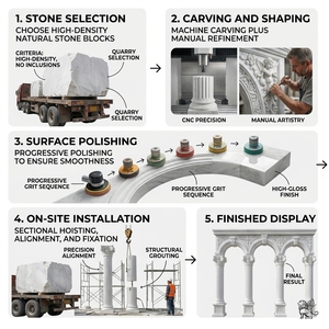 Colonnes romaines en marbre blanc d'extérieur, style corinthien, piliers décoratifs en pierre pour <span class=keywords><strong>jardin</strong></span>, véranda, décoration <span class=keywords><strong>de</strong></span> villa - Product Image 4