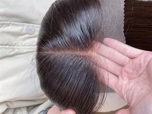 Véritable recherche 2024 nouveau 5*5 dentelle avant 8*8 femmes Toppers cuir chevelu cheveux humains Mini perruque vague naturelle avec noeud blanchi - Product Image 5