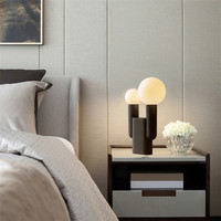 Lampe de table en résine nordique pour chambre d'enfant, dessin animé, chevet, double boule, lampe de bureau simple, lumière chaude, lumière blanche