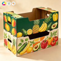 Laminierte Wellpappe Umweltfreundliche Recycelbare Obst-Versandkiste mit Tragegriffen Wasserdicht Faltbar UV-Bedruckt Tragbar